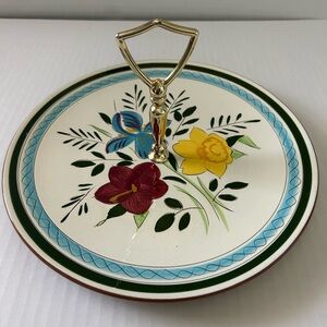 Stangl Pottery Serving Plate with Handle.  Country Garden Pattern